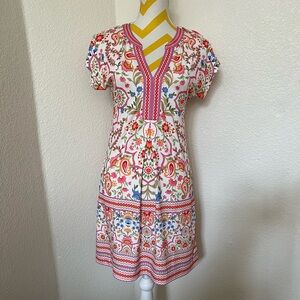 Hale Bob Floral Print V-Neck Dress